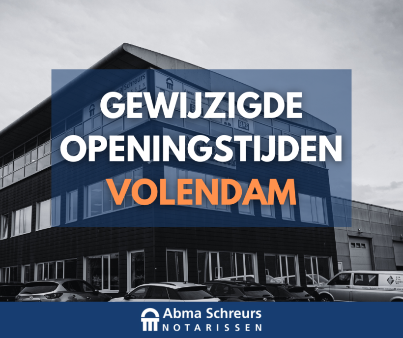 Gewijzigde openingstijden voor ons kantoor in Volendam afbeelding